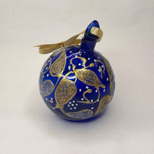 Bilde av Liten malt glasskule, bl 6 cm