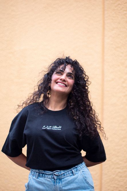 Hovedbilde Silketrykket T-skjorte - Fritt Palestina, svart