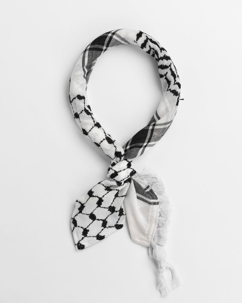 Keffiyeh-tørkle / lite skjerf - hvit og svart