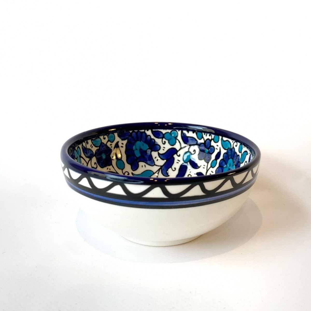 Keramikkskål, blå og lyseblå 12 cm