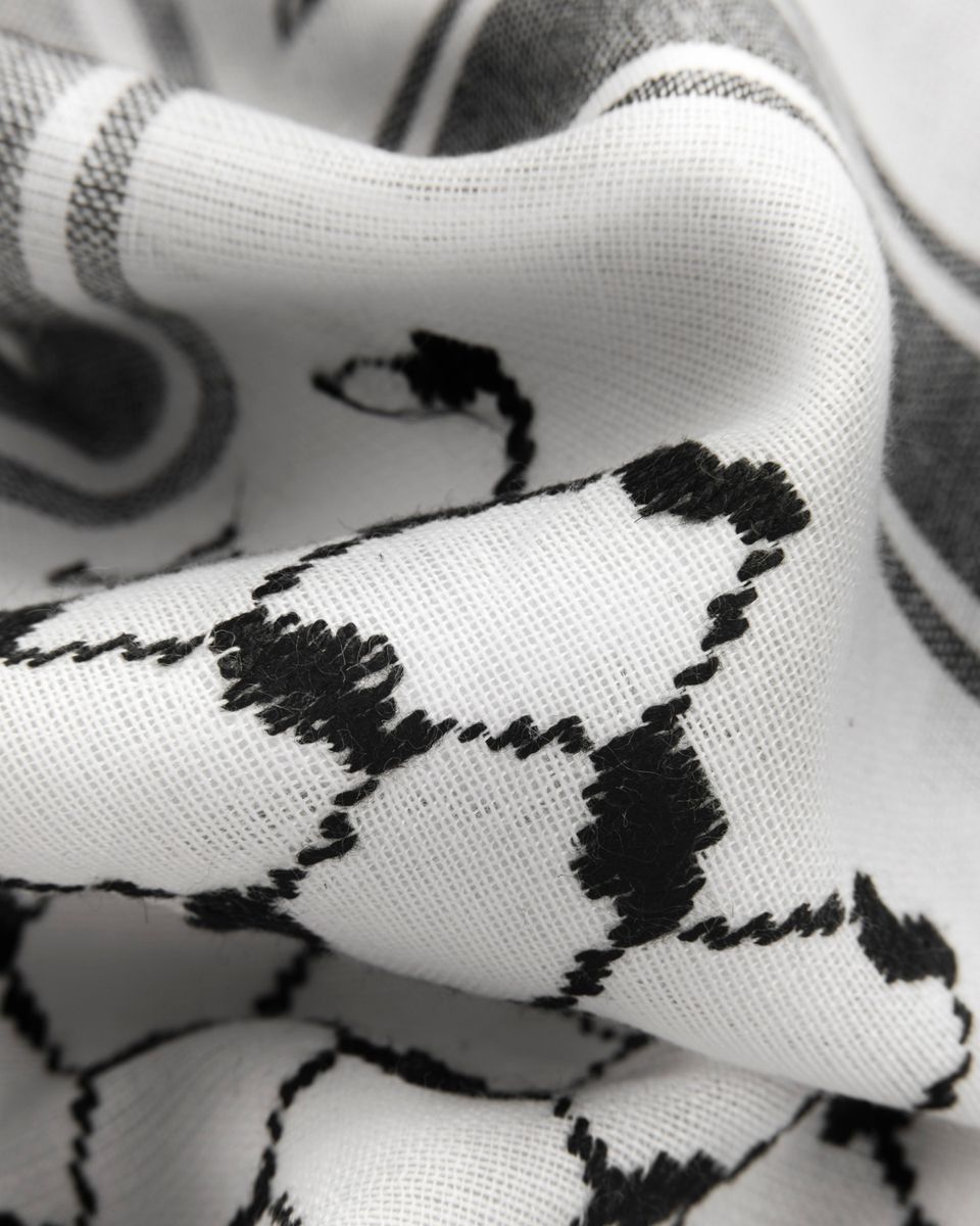 Keffiyeh-tørkle / lite skjerf - hvit og svart