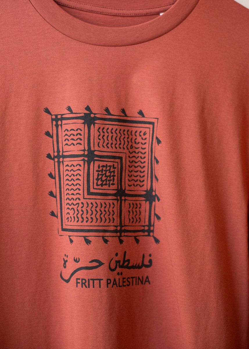 Silketrykket tynn genser - keffiyeh, rust oransje